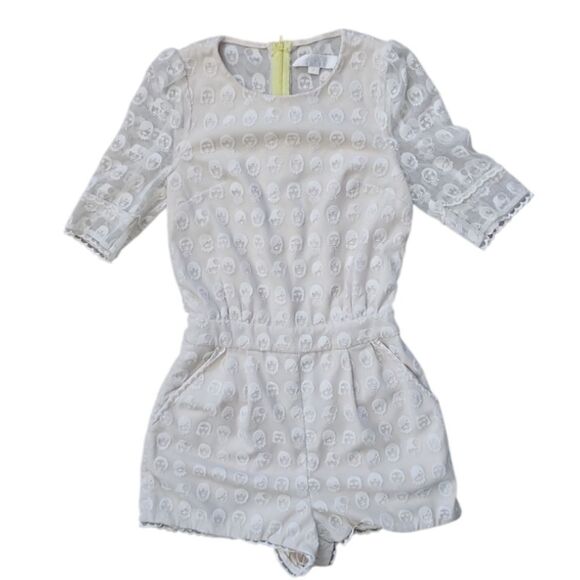 Jill by Jill Stuart White Textured Lace Romper Sz S Elegant Feminine Resortwear - Picture 3 of 16
